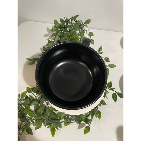 2008 Starbucks Mug Cup Soup Bowl 18 oz Large Black Dual Side Logo Opens - Picture 2 of 6